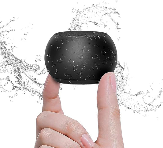 Small Speaker, Portable Bluetooth Speaker with Loud Stereo Sound and Robust Bass, Mini Speaker with Lanyard Easy to Carry, Brief Design, IPX7 Waterproof for Shower, Room, Biking, Hiking, Black