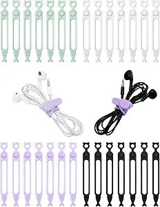 28 Pcs Silicone Cable Ties Reusable, Cable Cord Organizer Straps