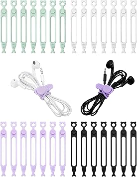 28 Pcs Silicone Cable Ties Reusable, Cable Cord Organizer Straps