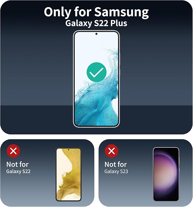 Privacy Screen & Camera Lens Protector for Samsung Galaxy S22+/S22 Plus, Anti-Spy Tempered Glass, Dark Private Black, 9H Hardness Anti-Scratch Case-Friendly, 3-Pack Each