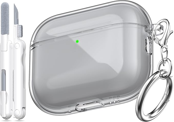 for AirPods Pro 3 Clear Case 2025, Military-Grade Shockproof, Soft TPU Highly Transparent Anti-Yellowing for AirPods Pro 3 Case with Cleaning Kit & Cute Round Buckle, Clear Black