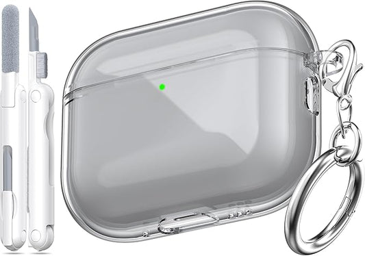 for AirPods Pro 3 Clear Case 2025, Military-Grade Shockproof, Soft TPU Highly Transparent Anti-Yellowing for AirPods Pro 3 Case with Cleaning Kit & Cute Round Buckle, Clear Black
