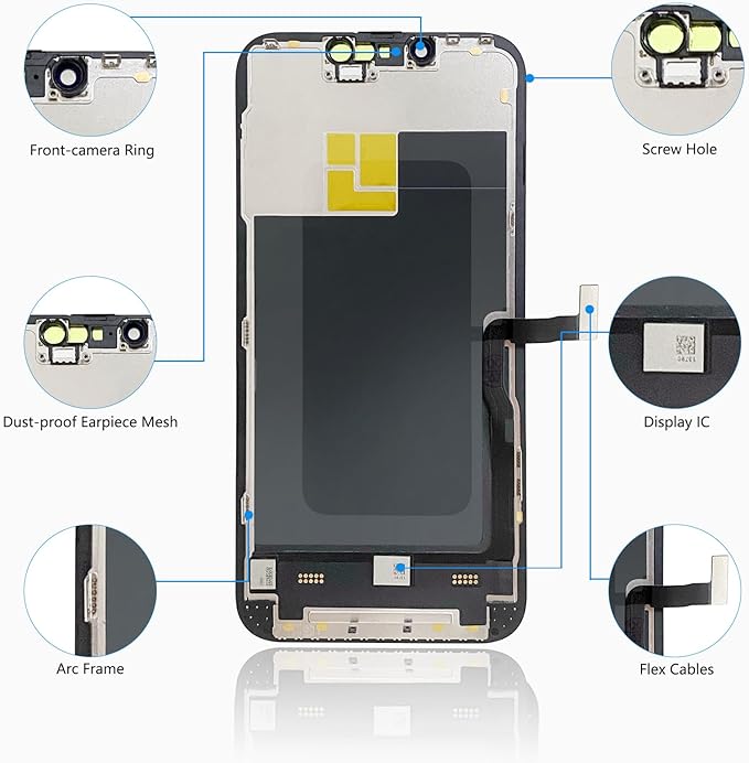 for iPhone 13 Pro Screen Replacement 6.1 Inch, Diykitpl 3D Touch LCD Display for A2483, A2636, A2638, A2639, A2640, with Repair Tools Kit+ Waterproof Frame Adhesive Sticker+Screen Tempered Protector