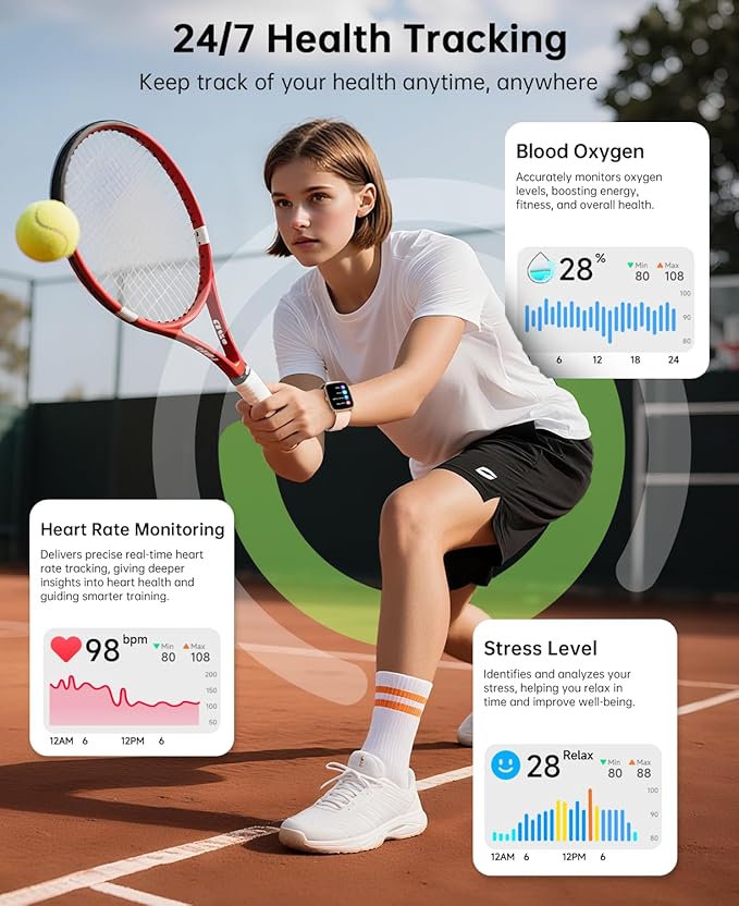 Gydom Smart Watch for Women/Men [1.85" AMOLED Screen Answer/Make Calls] Fitness Trackers with Heart Rate/Sleep/SpO2 Monitor Compatible Android & iPhone, 120+ Sports, IP68 Waterproof Reloj para Mujer