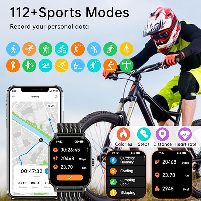 Smart Watch for Men Women Fitness: Waterproof Make Answer Call Digital Mens Watches Pedometer Smartwatch for Android Phone iPhone Samsung Compatible SpO2 Sleep Heart Rate Monitor Running Step Tracker