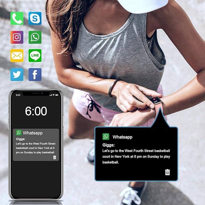 Smart Watch for iPhone/Android, Activity Fitness Tracker with IP68 Waterproof for Men Women, Smartwatch with 1.3" Full-Touch Color Screen, Step, Pedometer, Heart Rate Monitoring & Sleep Monitor, Pink