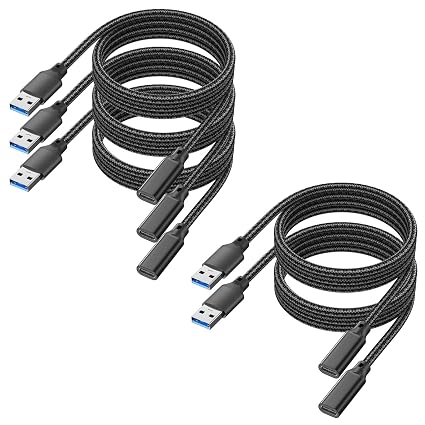 USB C Female to USB Male Cable 5FT 5-Pack,10Gbps USB A to USB C Extension Cable,USB 3.2 GEN 2 Data Transfer,60W Safe Charging USBA to C Adapter Cord for USB 2.0/3.0 Laptop,PC,U Disk,Charger