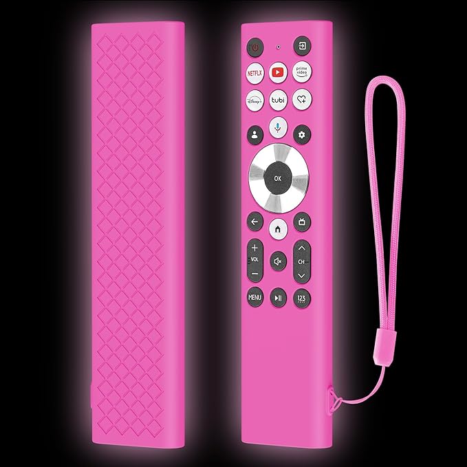 LEFXMOPHY Cover for ERF6A80 ERF6G80H ERF6F80H Voice Remote for 2024 Hisense U6 U7 U8 U9 Series 4K Google Smart TV Case Silicone Protective Skin Glow in Dark - Pink