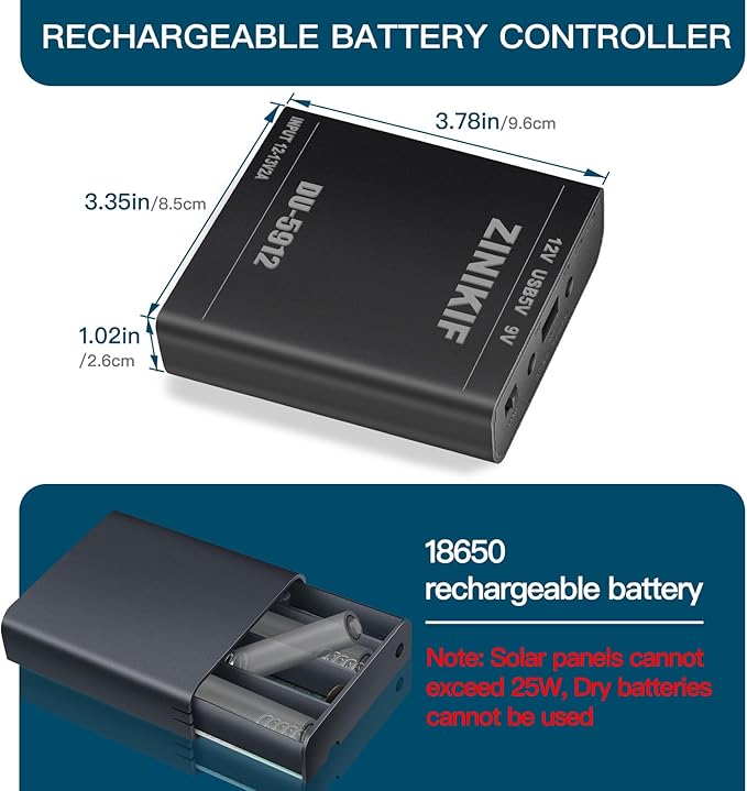 Solar Energy Storage Charging Controller, Solar Battery Charger for AA Nickel-Metal Hydride (NiMH) Batteries with USB DC Switch Charging Port, Powering Solar Fan and Charging 18650 Batteries