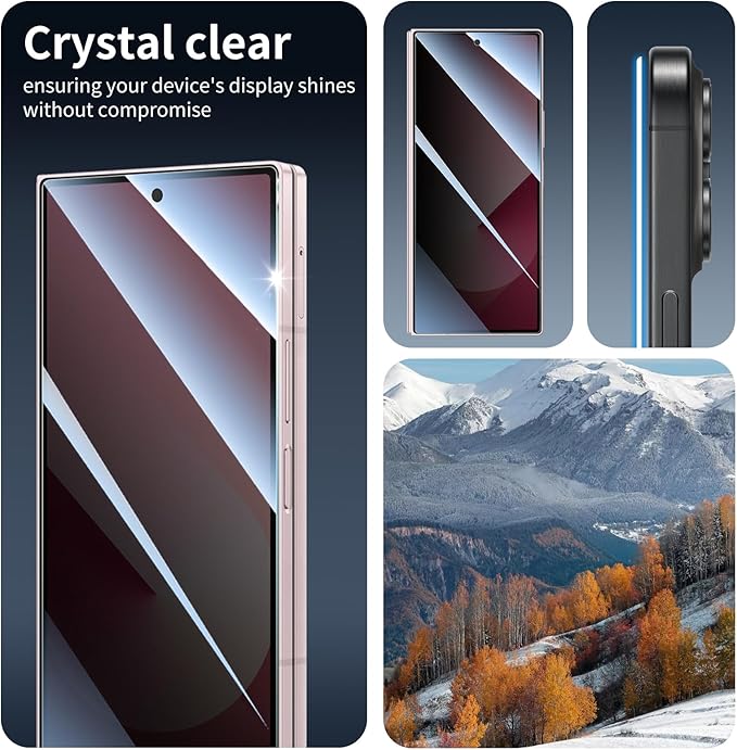 Privacy Screen Protector for Samsung Galaxy Fold 7 FE & Fold 6, Anti-Spy Tempered Glass, 9H Hardness Double Shatterproof, Impact Resistant & Scratch Proof - 3 Pack