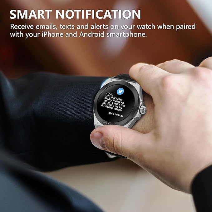 Smart Watches for Men, 1.32" HD Round Touchscreen Smartwatch, Heart Rate/SpO2/Sleep Monitor, Call Notification, 100+ Sports Modes, IP68 Waterproof Fitness Watch for iPhone Android Compatible (Silver)