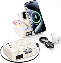 8-in-1 Foldable Wireless Charging Station for Apple Devices with Clock, 65W - Image 1