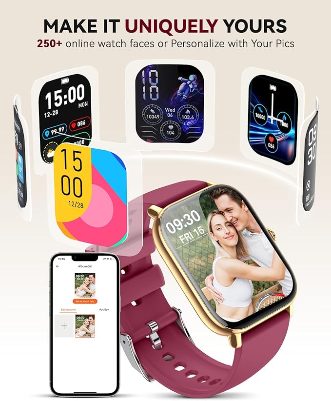 Smart Watch for Women Men- Answer/Make Call, 2025 IP68 Waterproof Fitness Step Sleep Tracker Watch with Monitor Activity Counter Smartwatch for Andriod iPhone iOS Samsung Compatible