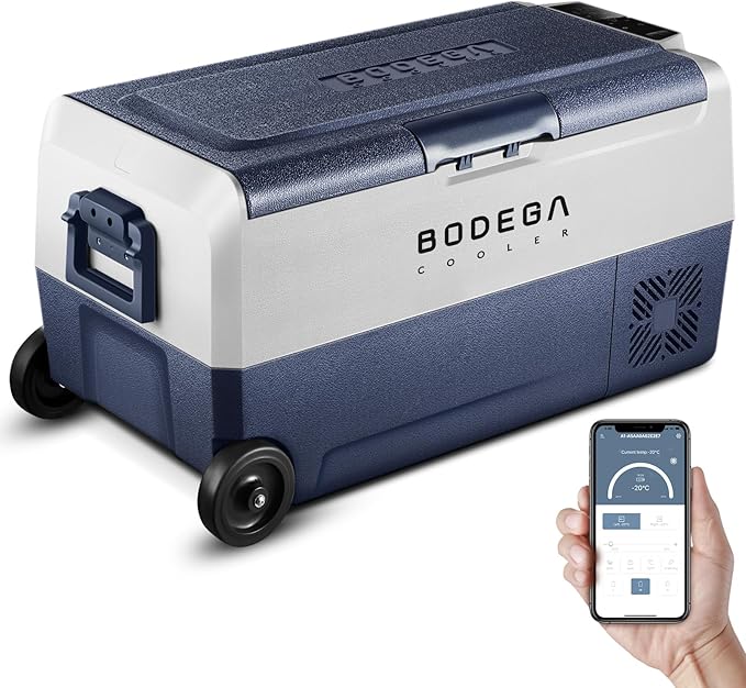 BODEGACOOLER 12 Volt Car Refrigerator,38 Quart Portable Freezer Fridge,Car Fridge Dual Zone WIFI APP Control,(36L)-4℉-68℉Car Cooler 12/24V DC and 100-240V AC for Outdoor,RV,Travel,Camping