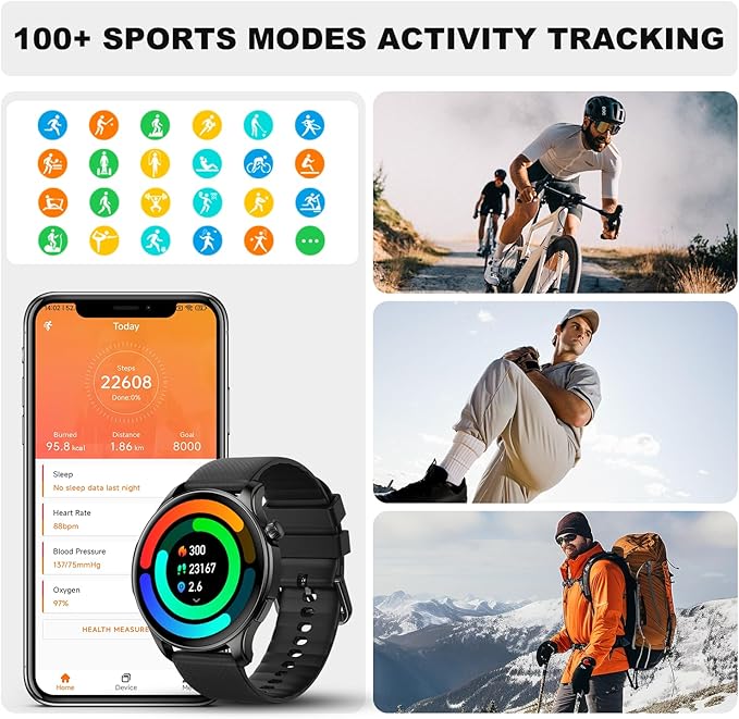 Smart Watch for Men Women Fitness: Waterproof Running Digital Mens Watches Step Pedometer Tracker Make Answer Call Smartwatch Android Phone iPhone Samsung Compatible SpO2 Sleep Heart Rate Monitor