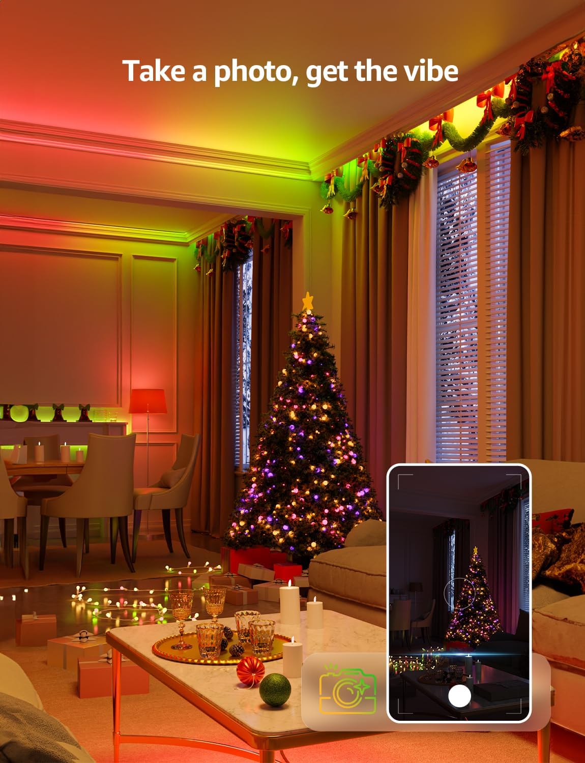 AI Smart LED Strip Lights 16.4ft RGBCW WiFi and Bluetooth App Control Color Segment DIY Personalized Lighting