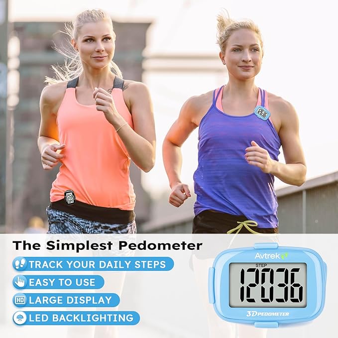 3D Step Counter Clip On with LED Backlight Pocket Pedometer for Walking Outdoor Activities Fitness Tracker Without Smartphone