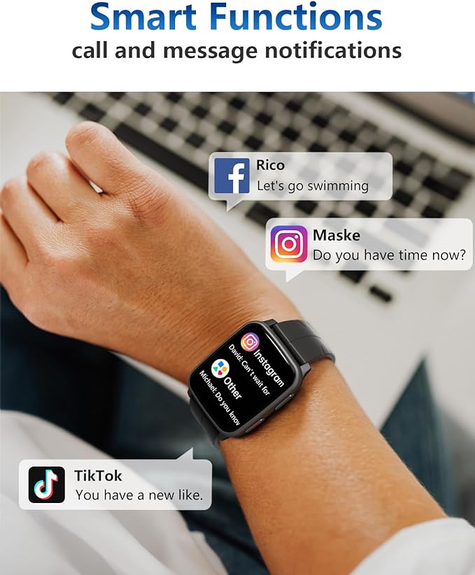 MorePro Fitness Tracker with 24/7 Heart Rate & Blood Pressure Monitor, Blood Oxygen & Sleep Tracker, Smart Watch with Step Calorie Counter, IP68 Waterproof Activity Tracker for Women Men Android iOS