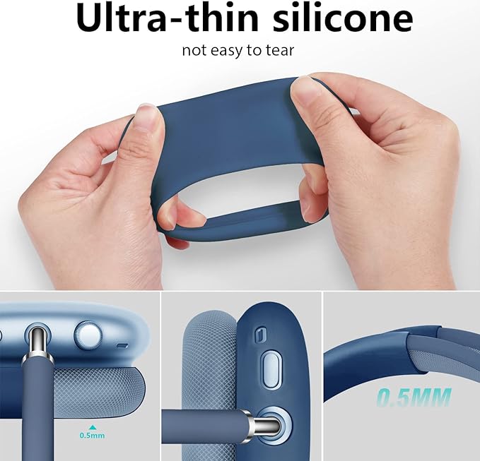 Case for Airpods Max Headphones, Ear Pad Case Cover/Ear Cups Co ver/Headband for AirPods Max (USB-C/Lightning)(2024/2020), Silicone for Apple Airpod Max, Accessories Cases(Dark Blue)