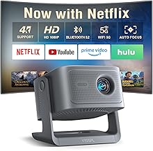 【Now with Netflix & 3000 ANSI】Smart 4K Projector with WiFi and Bluetooth, VISSPL 3D Dolby Audio and Auto Focus Portable Outdoor Projector, Movie Home Theater Projectors for Bedroom/Ceiling - Image 1
