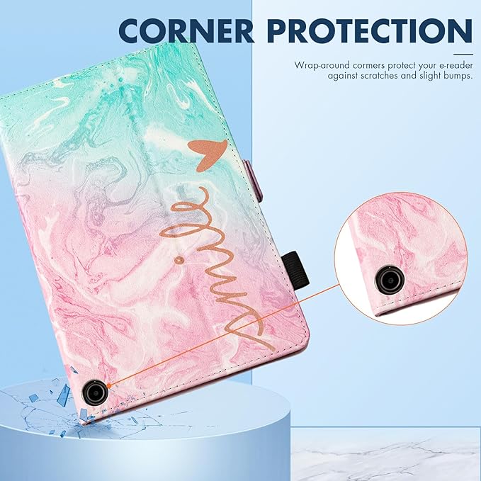 Dteck for Amazon Fire Max 11 Tablet Case 11" (13th Gen) 2023, PU Leather Shell TPU Back Cover Folio Slim Case, Auto Sleep Wake with Fold Stand, Adjustable Viewing Angles, Pink Green
