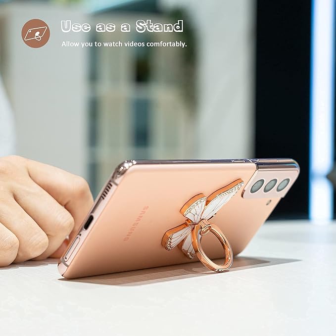 Butterfly Cell Phone Ring Grip Holder, 360 Degrees Rotation Phone Ring Grip Stand, Metal Finger Kickstand Compatible with iPhone, Samsung Galaxy, Android Phone