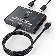 8K USB C Switch 2 Computers, Bi-Directional USB C Switch 1 in 2 Out/ 2 in 1 Out, USB Switcher 2 Computers Share USB Devices for Printer, Keyboard, Mouse, No Compatible with Docking Station