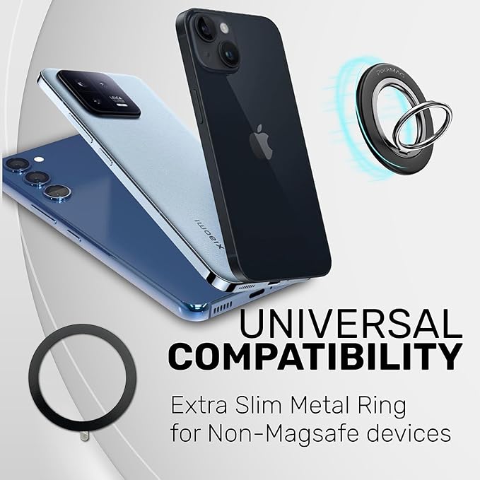 Ultra-Strong Magnetic Phone Ring Holder for MagSafe ??360° Rotation, Dual-Sided Finger Ring Grip & Kickstand ??Compatible with iPhone 16 Pro Max 15 14 13 12 Mag Safe Accessories (Misty Black)