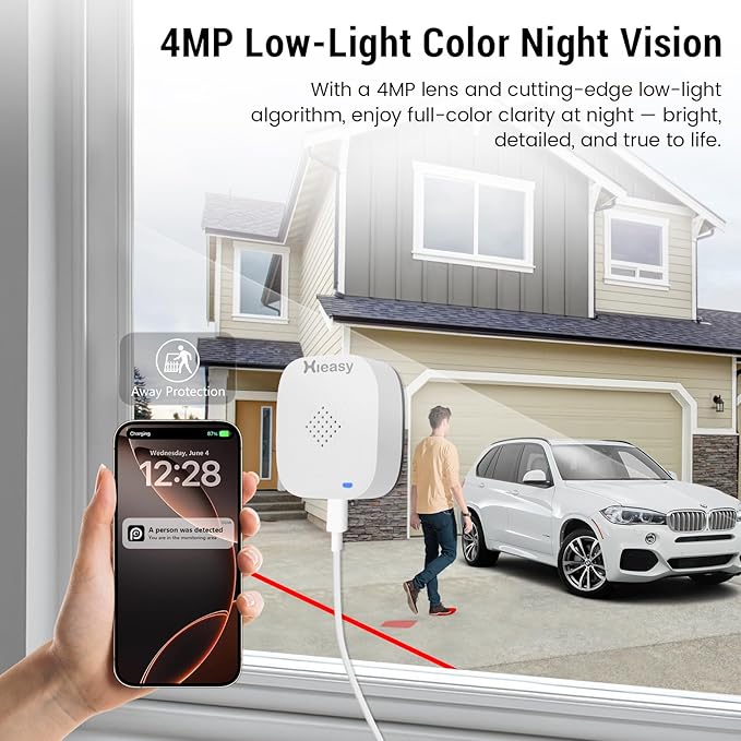 4MP 2.5K Window Security Camera with 24/7 Recording, No Subscription Required, Indoor Camera with Color Night Vision, Motion Detection,2.4G＆5G WiFi,Quick & Easy Installation (1)