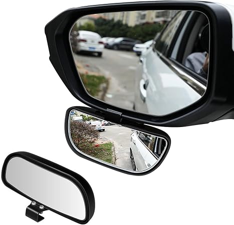 Ziciner Blind Spot Car Mirror, Vehicle Adjustable 360 ° Rotation Auxiliary Convex Wide Angle Mirror, Auto Snap Way Clip On Side Rearview Mirror Universal for Car Truck SUV (A, Black)