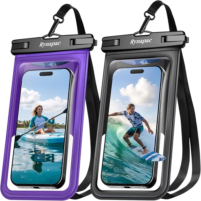 Waterproof Phone Pouch - 2 Pack, IPX8 Waterproof Phone Case with Lanyard for iPhone 17 16 15 Pro Max, Cell Phone Dry Bag for Beach Vacation Travel Cruise Essentials, Touch Screen, Up to 8.5"