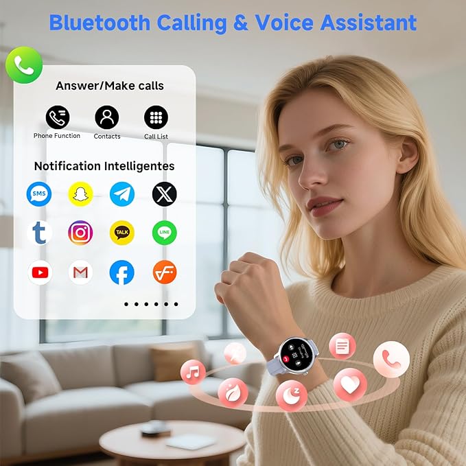 Smart Watches for Women Men 1.27" HD Fitness Tracker with Heart Rate/Sleep/Step/SpO2 Monitor, IP68 Waterproof Watch for Android iOS (Blue)