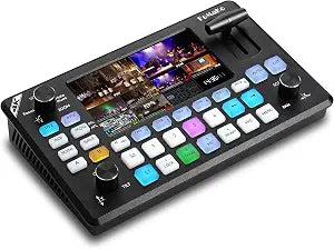 FoMaKo 4K HDMI Video Mixer Switcher, 5.5 Inch FHD LCD Screen, 4-Channel HDMI Live Streaming Switcher, 4K 60FPS Input, 1080p 60FPS Output, Support PTZ Controller,KC602
