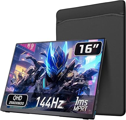 Portable Travel Monitor 2K 144Hz 16" for Laptop PC Switch Xbox PS5/4