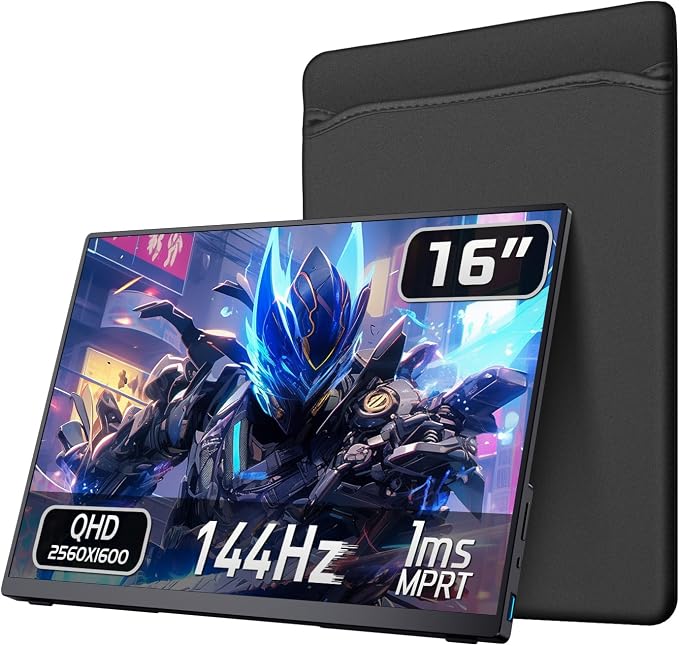 Portable Travel Monitor 2K 144Hz 16" for Laptop PC Switch Xbox PS5/4
