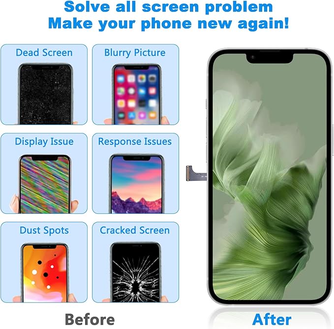 for iPhone 15 Pro Screen Replacement Black 6.1 Inch, LCD Touch Digitizer Complete Display for A2848, A3101, A3102, A3104,with Waterproof Seal+Tempered Glass+Repair Tools