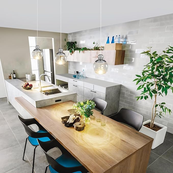 Modern Pendant Lighting ,6W Dimmable LED Chandelier with Remote, Updated Acrylic Housing and Bubble Kitchen Light for Kitchen,Dining Room,Living Room,Corridor and Bar, 3000-6500K (Nickel D4.7inch )