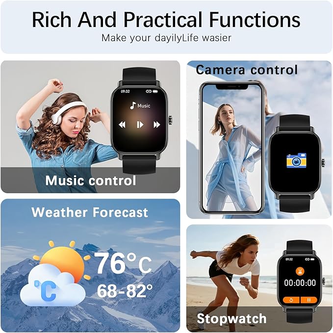 Smart Watch for Women Men Fitness: Make Answer Call Digital Mens Watches Waterproof Running Smartwatch for Android Phone iPhone Samsung Compatible Heart Rate Monitor SpO2 Pedometer Step Tracker