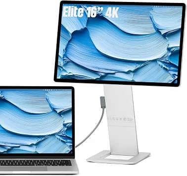 SOTSU FlipAction Elite 16" | 4K Portable Monitor | 3840 x 2400 (UHD+) | 60 Hz | 100% DCI-P3 | 450 Nits | Pivot Rotate | Full Metal CNC | Perfect Match for Mac and Windows (Silver)