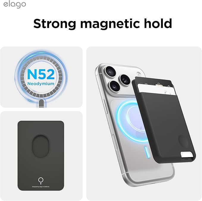 elago Magnetic Wallet Card Holder 2-Cards Compatible with MagSafe for iPhone - Secure Phone Wallet, Long Last Silicone, Scratch and Damage Protection
