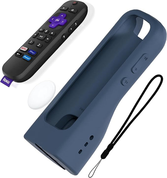 GripStand™ Roku Voice Remote Cover: Stand Up Design, Enhanced Grip, Silicone Case: Fits TV Streaming Stick Plus 2025 4K/HD/HDR, Compatible with AirTag and TileMate, Slate Ocean by 73&Sunny