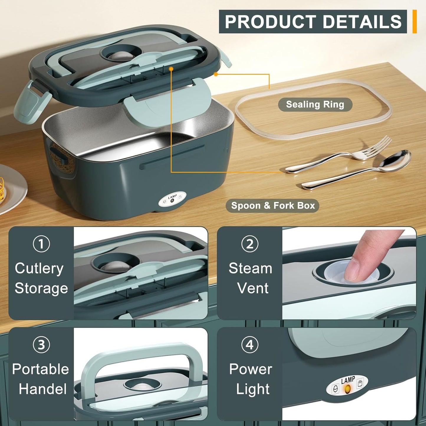 Electric Heated Lunch Box – Portable Food Warmer for Car, Home & Office