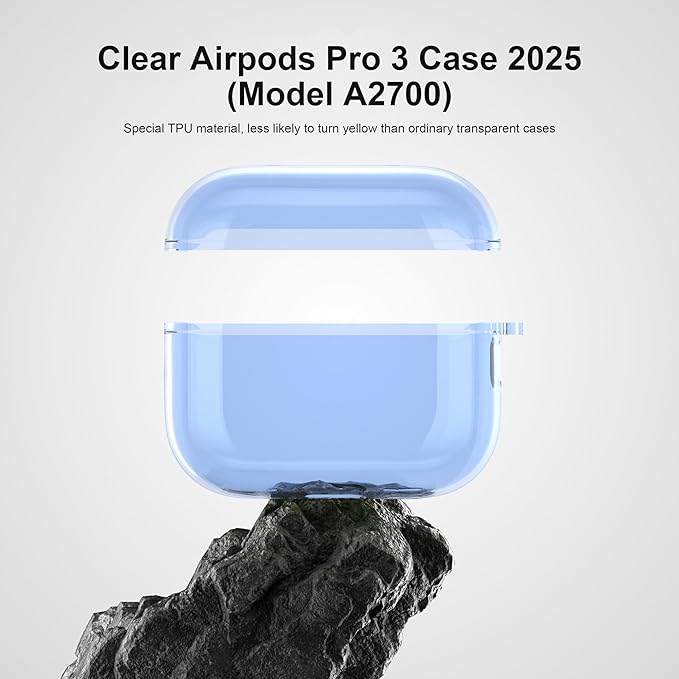 Valkit for Airpods Pro 3 Case Clear with Cleaner Kit | Soft TPU Airpods Pro 3 Generation Case | Protective Cover Shockproof | iPods Pro 3 Cases | for Air pods Pro Gen 3 2025(Clear Blue)