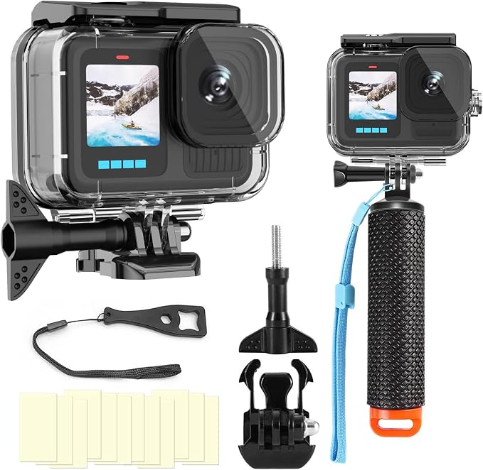 BO&DQQ Compatible for Go Pro Hero 13 12 11 10 9 Black Waterproof Housing Case 60M/196FT Protective Underwater Diving Case Shell with Cameras Handle Mount Accessories Kit