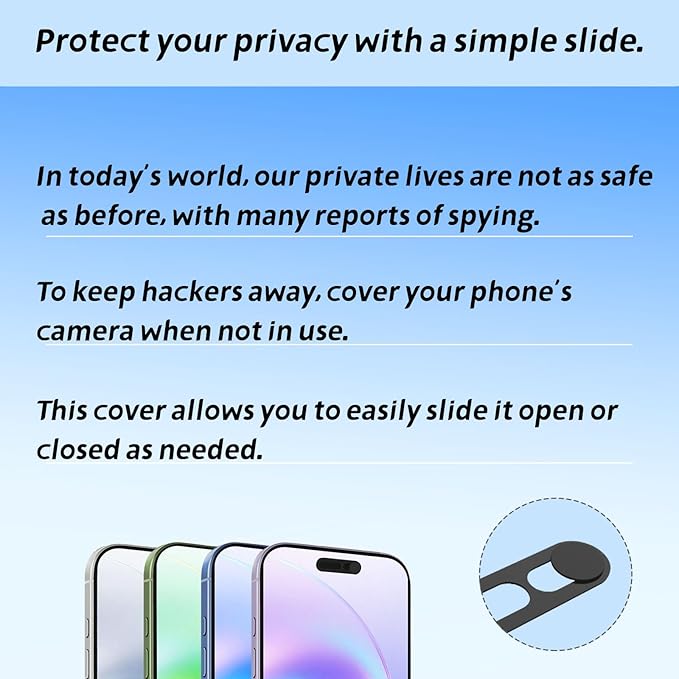 Front Camera Cover,Camera Covers Compatible with iPhone 17/17 Air / 17 Pro/ 17 Pro Max,Privacy Protection Slide, 2 Pack-Black