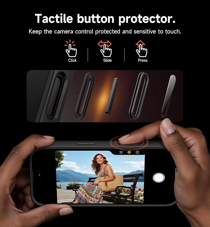 SURITCH for iPhone 17 Pro Case with Camera Control Cover, Camera Cover and Adjustable Kickstand, Compatible with MagSafe, Shockproof Bumper Protective Cases 6.3 Inch, Black