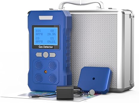 4 Gas Monitor for H2S, CO, LEL and O2 Multi Gas Monitor Professional Gas Sniffer with LCD Display Sound Light Vibration Alarm Mode. - Image 5