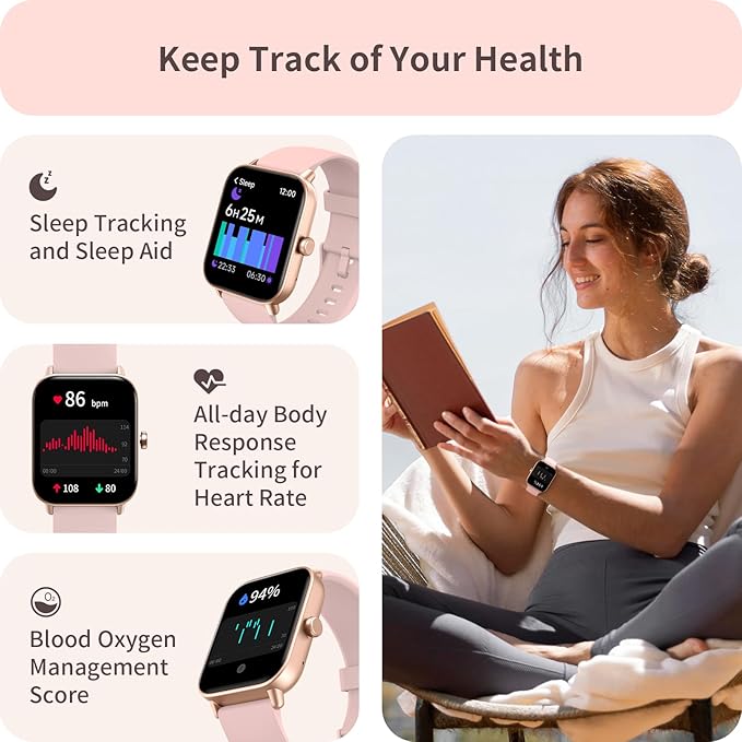 Smart Watch for Women, Alexa Built-in, 1.8" Touch Screen Fitness Tracker, Make/Answer Calls, Heart Rate/Sleep/SpO2 Monitor, Pedometer, IP68 Waterproof Watches for Android iPhone, 101+ Sport Modes