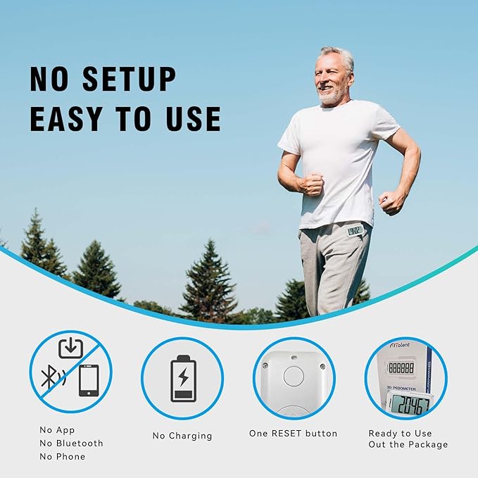 Pedometer for Walking Steps and Miles, 3D Accurately Simple Pedometer, Step Counter for Kids Men Women Seniors, Step Tracker with Clip Lanyard