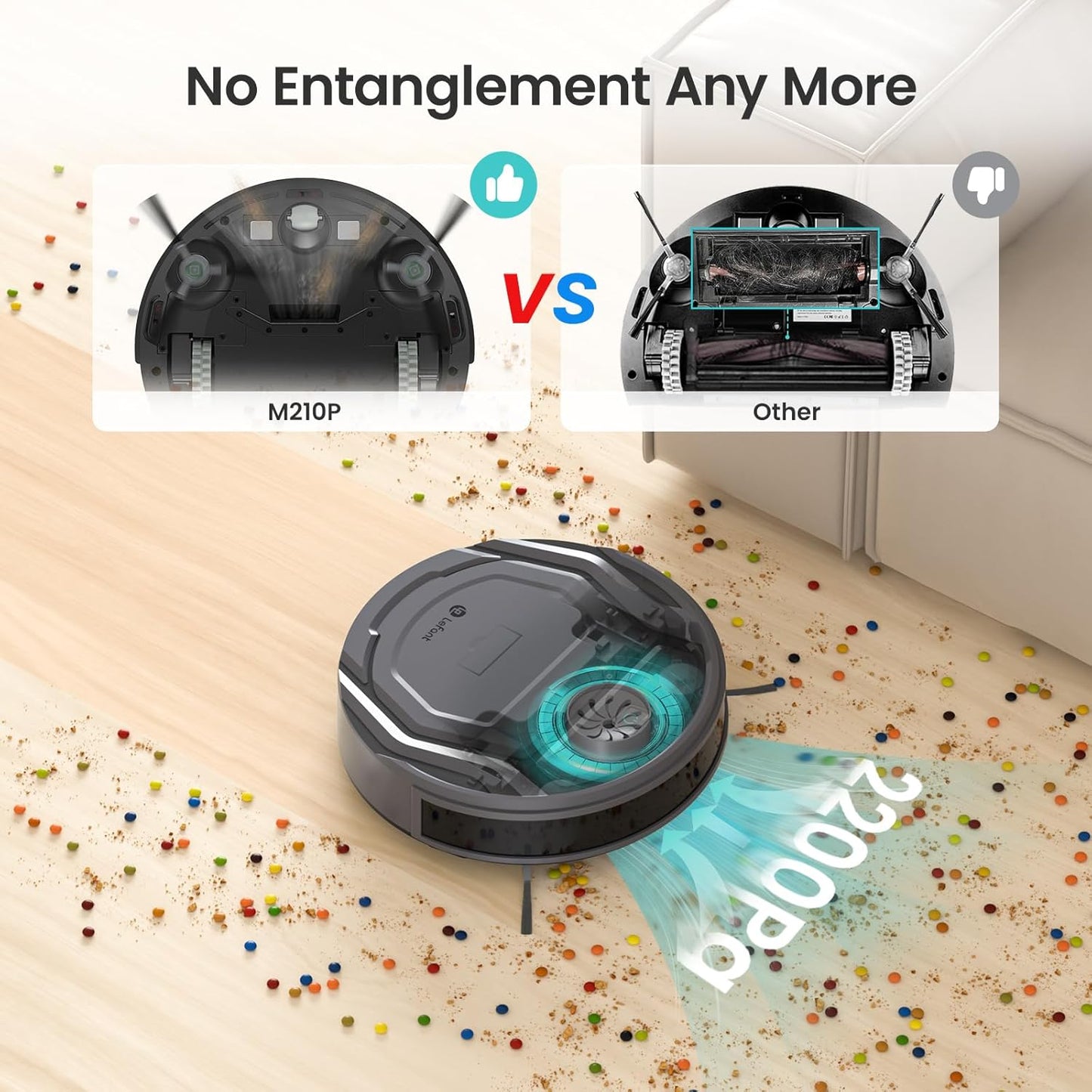 M210 Pro Robot Vacuum — 2200Pa Suction, WiFi & App Control
